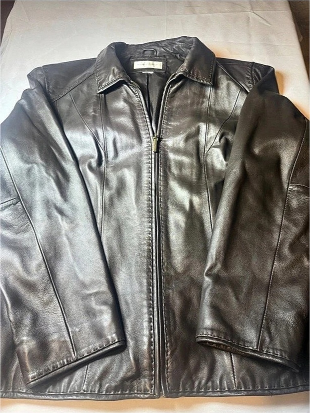 Preston & York Leather Moto Jacket in Brown